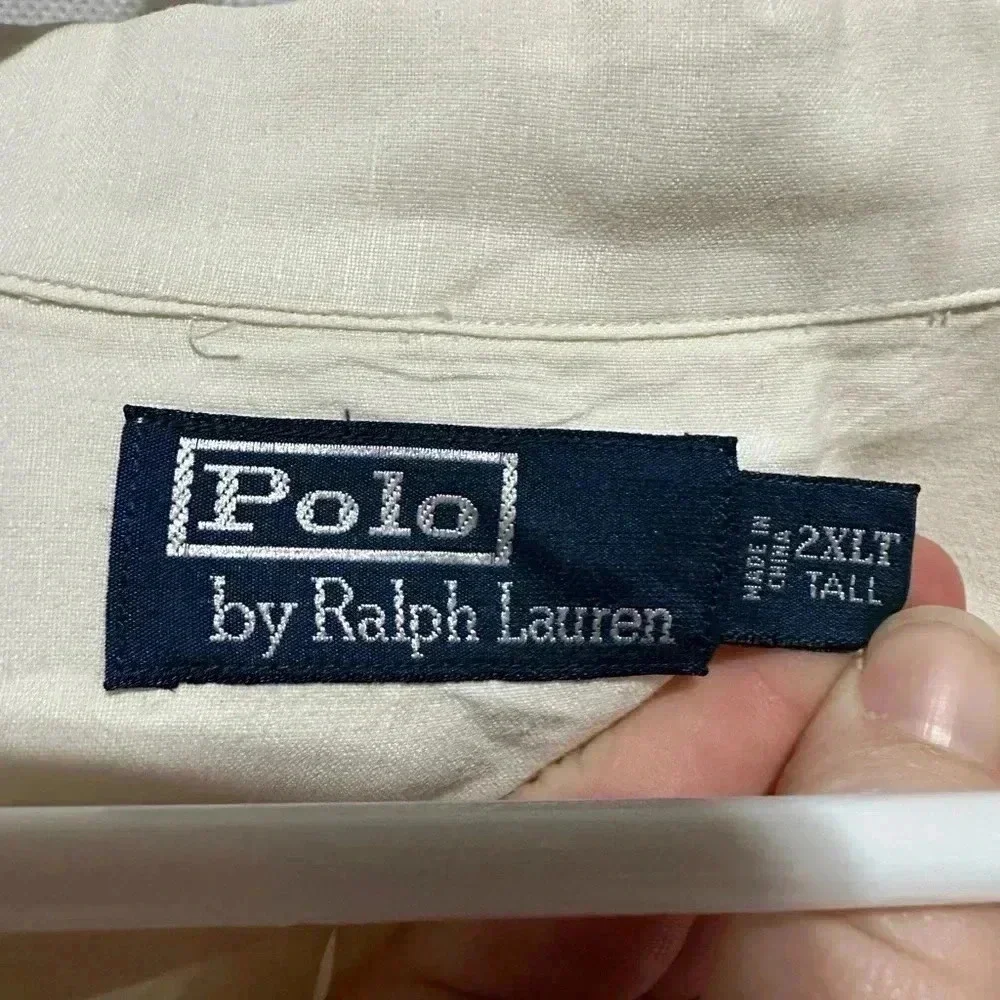 Polo Ralph Lauren Caldwell Shirt Men’s 2XL Tall Button Up Linen Silk Loop Ivory